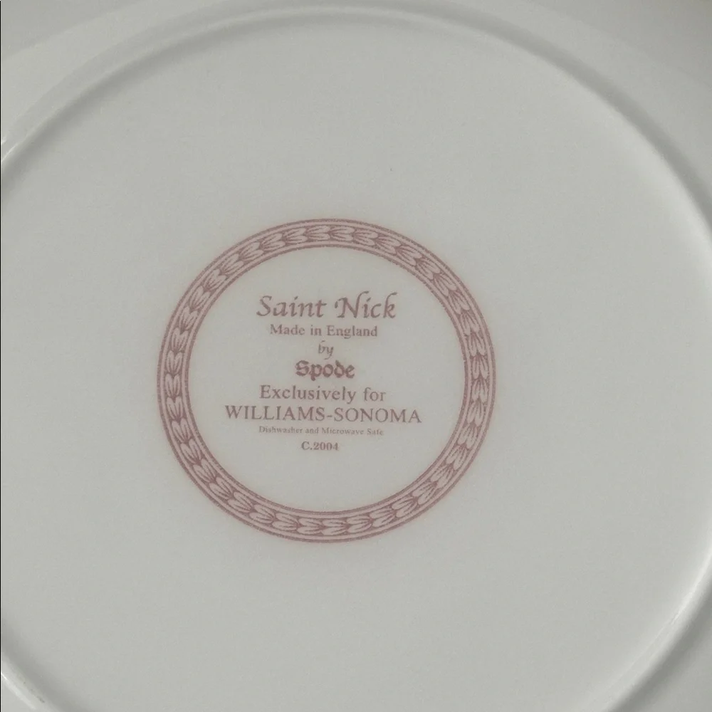 Euc set of 4 Williams Sonoma Spode Saint Nick/Santa Claus Dessert Plates